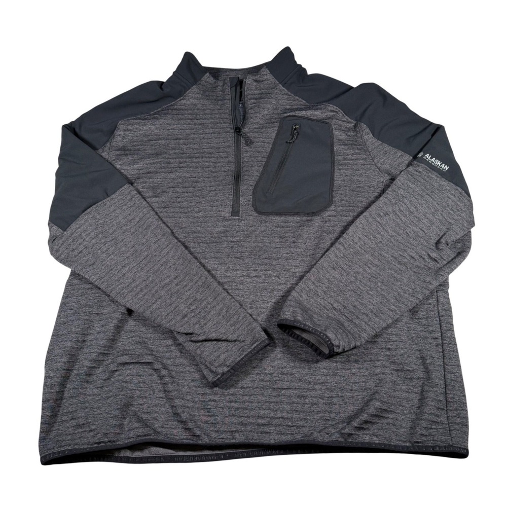 Alaskan Hardgear Duluth Trading Co Quarter Zip Pullover Men XL Grey Black Fleece